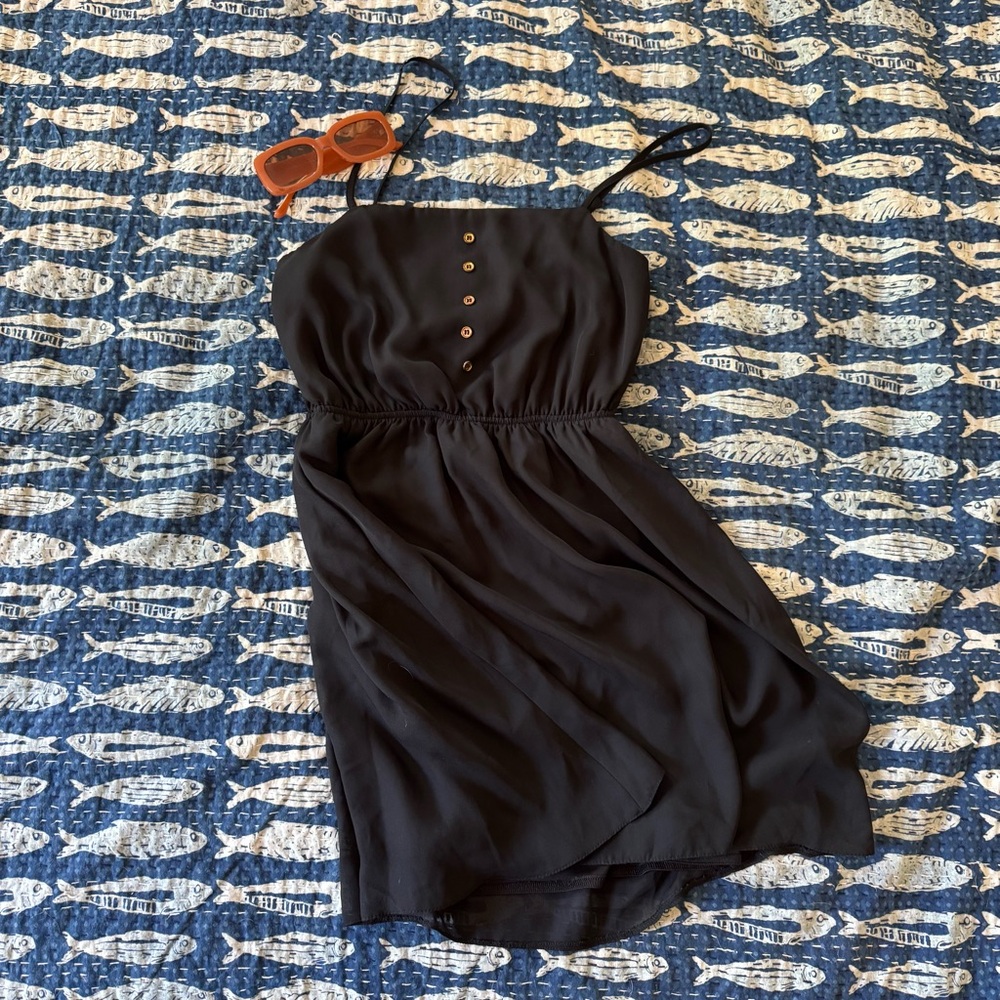 ASOS Black Buttoned Spaghetti Strap Mini Dress